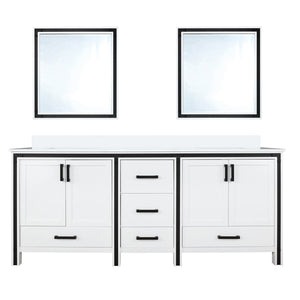 English Elm White Double Bath Vanity 72" W x 22" D with White Quartz Top, Soft-Close Drawers, Dual 30" Mirrors B2731S00913