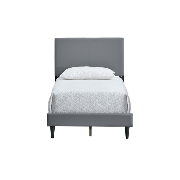 English Elm Baron Full Bed Frame with Faux Leather Upholstery, Slat Support, Adjustable Headboard Height, Fits 7–13" LIGHT GREY 26.37 L x 45.47 W x 7.48 H B078P380171