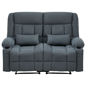 English Elm Recliner Oversized Manual Loveseat with Cup Holders and Side Pocket, Ergonomic 150° Recline, 600lb Capacity Blue W1521S00075