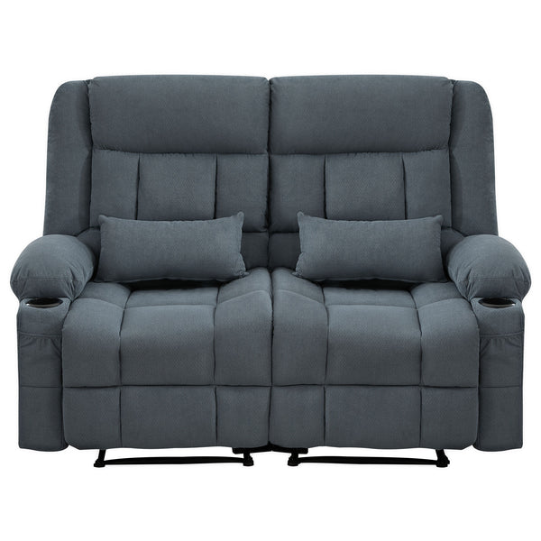 English Elm Recliner Oversized Manual Loveseat with Cup Holders and Side Pocket, Ergonomic 150° Recline, 600lb Capacity Blue W1521S00075