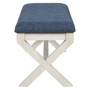 OSP Home Furnishings Monte Carlo Bench Navy, White Wash base