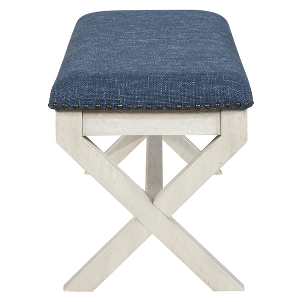 OSP Home Furnishings Monte Carlo Bench Navy, White Wash base