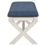 OSP Home Furnishings Monte Carlo Bench Navy, White Wash base