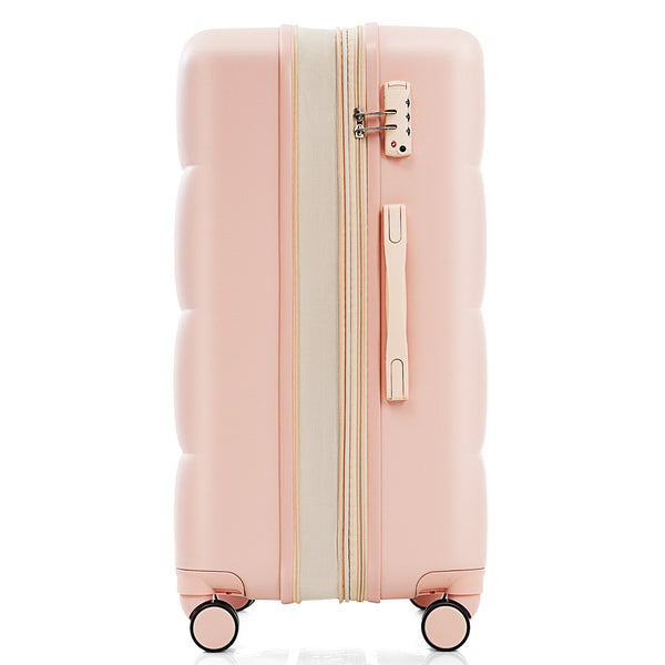 English Elm Luggage 3 Piece Abs Hard Shell Set with Usb Port Cup Holder and Spinner Wheels Pink N726P170956P