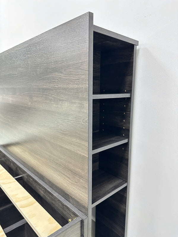 English Elm Robin Twin Storage Bed Dark Gray with 4 Extra-Deep Drawers, Sturdy Wood Frame, Slatted Platform, Adjustable Headboard Shelves B040S00132