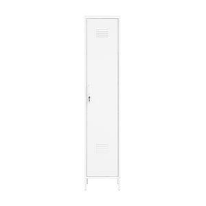 English Elm Naomi 15" Metal Storage Cabinet with Lockable Vent Door, 4 Adjustable Shelves, Slim Steel Design White B365P397850