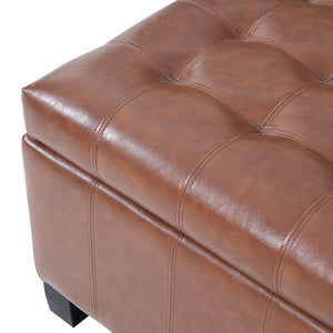 English Elm Black Tufted Pu Lift Top Storage Ottoman with Rubberwood Legs for Living Spaces Light Brown N779P404084L