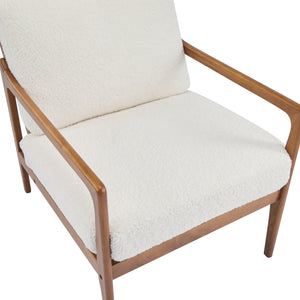English Elm Christopher Knight Home® - Mid Century Modern Accent Armchair – Ergonomic High Back Lounge Chair With Beige Boucle Cushion Comfort N767P298391I