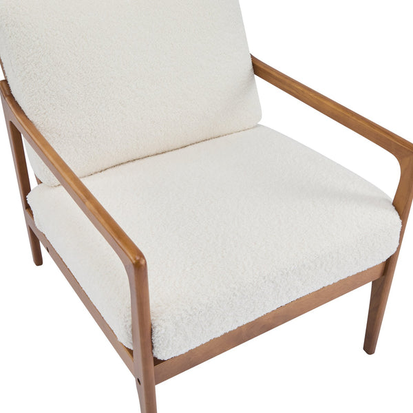 English Elm Christopher Knight Home® - Mid Century Modern Accent Armchair – Ergonomic High Back Lounge Chair With Beige Boucle Cushion Comfort N767P298391I