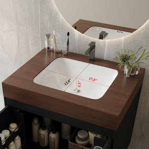English Elm Contemporary Freestanding Bathroom Vanity Sintered Stone Top Ceramic Sink Storage Cabinet W3136S00060
