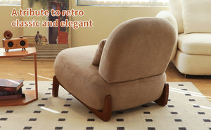 English Elm Cute Barrel Velvet Accent Chair Armless Solid Wood Legs Cozy Reading Nook Seat Camel W2105P412976