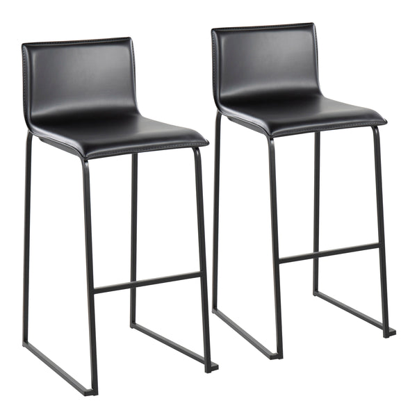 English Elm Mara Contemporary Black Barstool Set Of 2 - Stylish Faux Leather & Steel For Modern Dining Spaces B202P222233
