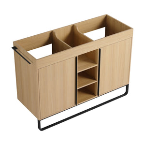English Elm 48" Freestanding Bathroom Vanity Cabinet with 2 Soft-Close Doors, 3 Open Shelves, Towel Hanger, Boxes Designed for Organized Storage W999P376885