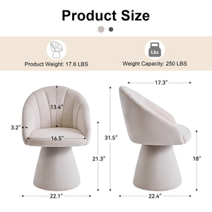 English Elm 068-chenille Swivel Accent Armchair Sculptural Curved Back Upholstered Living Room Seat Beige W527P438692