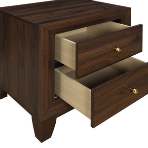 English Elm Anza Walnut Two-Drawer Nightstand with Laminate Finish, Spacious Top & Smooth Storage for Bedroom Elegance B062P375556