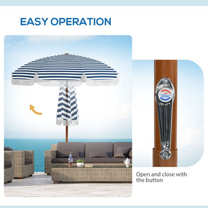 English Elm Outsunny 7 Ft Outdoor Patio Umbrella With Tilt & Vent, Stylish Blue Stripe Market Parasol For Shade W2225P200376-GIGA