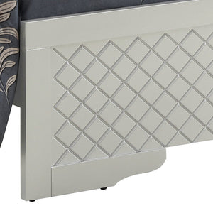 English Elm Verona Glamorous Silver Champagne Queen Bed With Jeweled Headboard & Led Lighting For Elegance B078S00585-GIGA