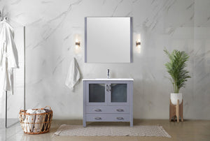 English Elm Dark Grey Bath Vanity - 36" W Solid Wood Cabinet With Soft-Close Drawers For Modern Bathrooms B2731P260436