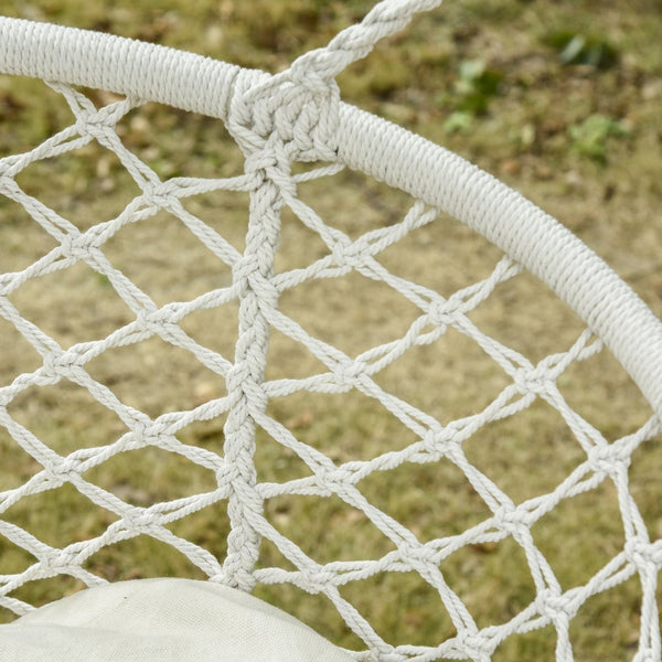 English Elm Outsunny 2-Person Macrame Hammock Chair With Soft Cushion - Stylish Boho Swing For Indoor & Outdoor Use W2225P174059-GIGA