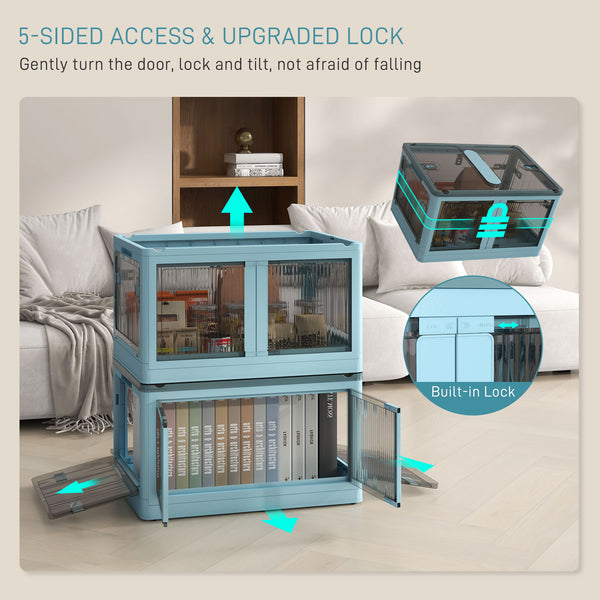 English Elm HOMCOM Farmhouse Storage Chest with Safety Gas Strut, 30" Lift-Top Blanket Trunk for Entryway Blue W2225P217734