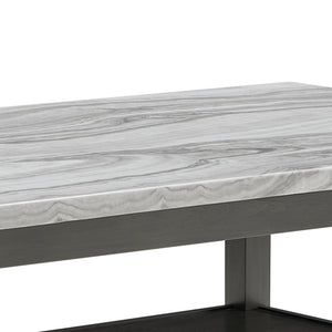 English Elm Luna Faux Marble Rectangular Dining Set with Four Upholstered Chairs Seats Six B2749S00321