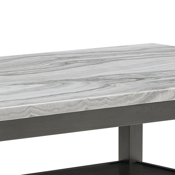 English Elm Luna Faux Marble Rectangular Dining Set with Four Upholstered Chairs Seats Six B2749S00321