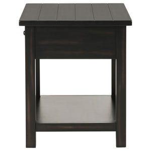 English Elm Castleton Rustic Pine End Table with Drawer and Open Shelf for Farmhouse Living B062P451650