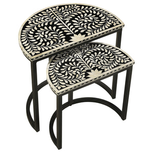 English Elm Allura Bone Inlay Demilune Nesting Tables Handcrafted Iron Base Bohemian Accent Set B062P451991