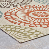 Christopher Knight Home® - Noble House - Seastar Outdoor 6'7" X 9'2" Medallion Area Rug, Ivory and Multi