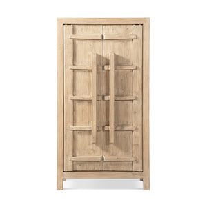 English Elm Rowan Reclaimed Pine Tall Cabinet Crossbar Double Doors Rustic Farmhouse Storage B2719P474455