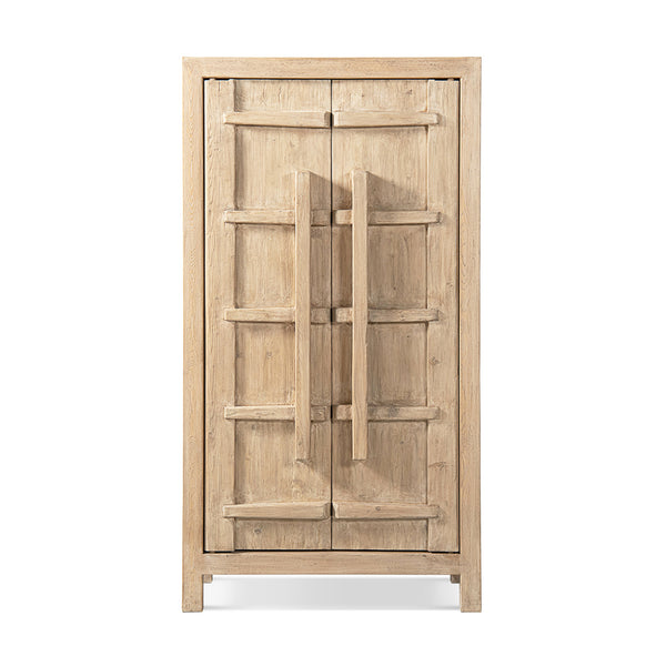 English Elm Rowan Reclaimed Pine Tall Cabinet Crossbar Double Doors Rustic Farmhouse Storage B2719P474455