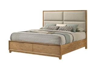 English Elm 1Pc King Storage Platform Bed With Ultra-Plush Headboard, Solid Wood Frame & Footboard Drawers B2741S00702