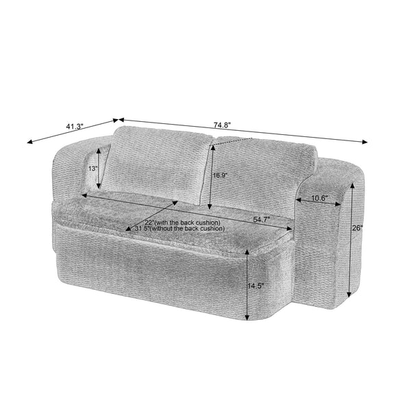 English Elm Convertible Futon Sofa Bed with Foam Pocket Spring Floor Lounger for Studio Apartment W2339P352019