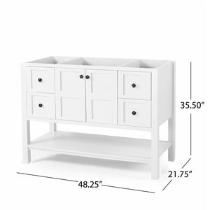 English Elm Christopher Knight Home® - 48'' White Acacia Cabinet Vanity 48" Single Sink 4 Soft-Close Drawers Bottom Shelf Easy Plumbing Access 65598.00WHI