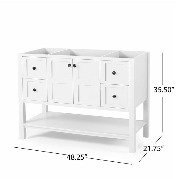 English Elm Christopher Knight Home® - 48'' White Acacia Cabinet Vanity 48" Single Sink 4 Soft-Close Drawers Bottom Shelf Easy Plumbing Access 65598.00WHI