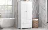 English Elm Tall Storage Cabinet With Three Drawers For Bathroom/Office, White