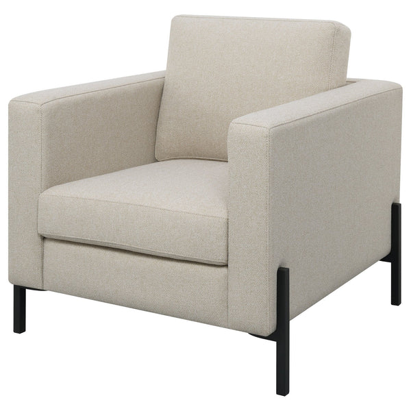 English Elm Schwan Herringbone Accent Chair with Pocket Coil Seat and Sleek Black Metal Legs B062P451804
