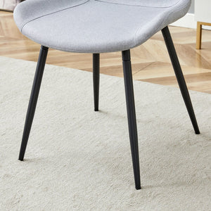 English Elm Comfortable Linen-Cotton Dining Chairs Set of Four with Curved Widened Cushions and Black Legs, Breathable Upholstery Light Gray 27.17 L x 22.44 W x 20.28 H W1512P405379