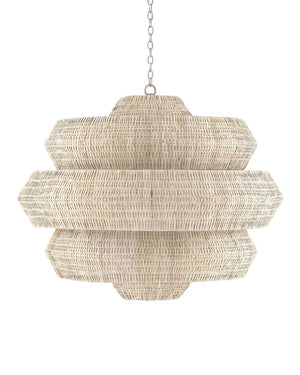 Currey & Company Antibes Grande White Chandelier - Stunning Bleached Rattan Design With 18 Lights For Bright Elegance Natural Rattan ,Wrought Iron 9000-1315-currey-company