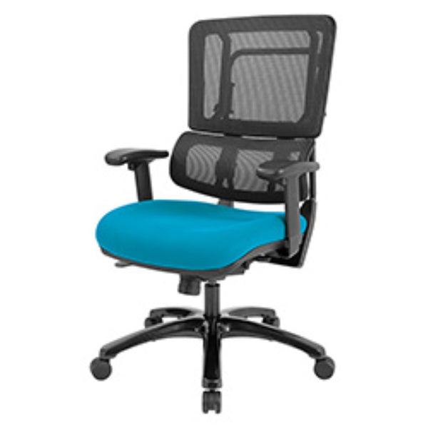 OSP Home Furnishings Vertical Mesh Back Ergonomic Manager Chair with Synchro Tilt and Polished Aluminum Base Blue 99663B-7