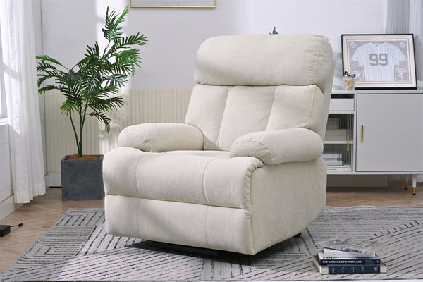 English Elm Oversized Power Lift Recliner Chair with Remote Control, Spacious Fabric Seat and Side Pocket for Comfort and Support Light Gray W1028P261273