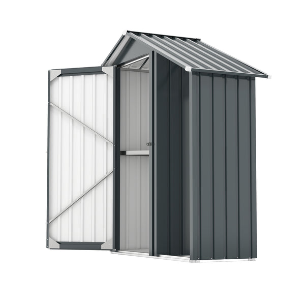 English Elm Campcraft Galvanized Steel Outdoor Storage Cabinet with Lockable Compartment and Firewood Rack W1598P382301