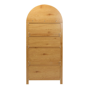English Elm 71" Arched Glass Barn Door Pantry Cabinet Farmhouse Mdf Storage for Kitchen Dining Oak W2917S00017