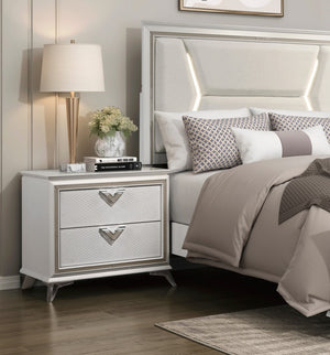 English Elm Antique White 2-Drawer Nightstand 31x19x27.5" Luxury Modern Bedroom Storage with Soft-Close Drawers B011P270975