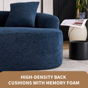English Elm LY-025S Curved Loveseat Compact 65" Space-Saving Chenille Upholstery, 30D Foam+Spring Comfort Blue W2231P261298