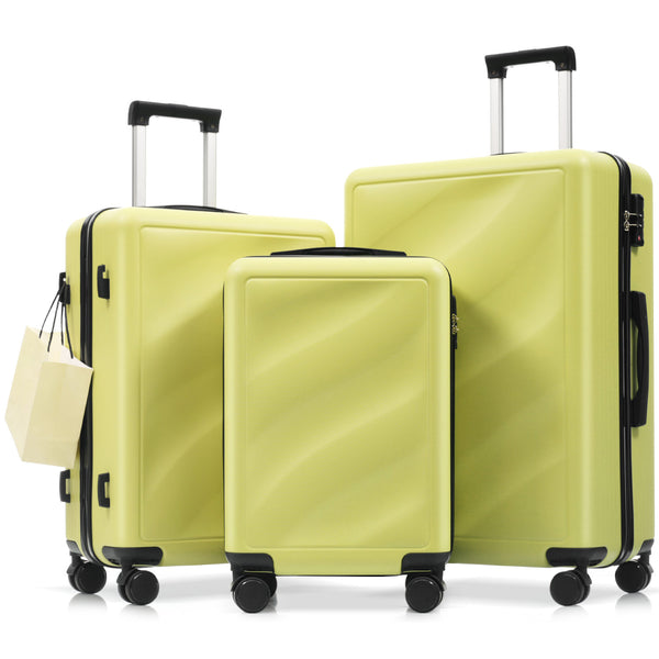 English Elm Luggage Set Three Piece Hard Shell Abs Suitcases with Spinner Wheels Tsa Lock Travel Tea Green N730P304620G