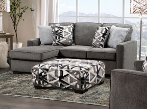 English Elm Contemporary Square Ottoman With Multi-Color Pattern, Pocket Coil Comfort, Stylish Plastic Legs B2741P355280
