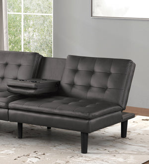 English Elm Futon Modern convertible sofa bed with chrome-reinforced metal legs, foam cushions, sleek engineered frame Gray 44 L x 37 W x 15 H B2741P363836