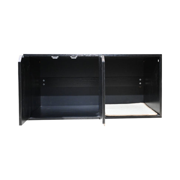 English Elm 35.83" Modern Black Cat Litter Box Enclosure with Durable PB/MDF Build and Corrugated Scratch Pad W1412P271585
