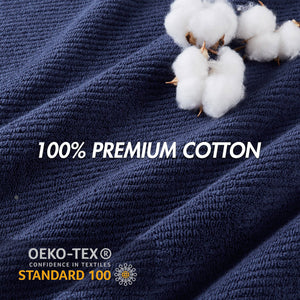 JLA Home Madison Park - 100% Cotton Diagonal Ribbed 4-Piece Bath Towels — Plush Zero-Twist 518GSM, Fast-Dry & Durable Luxury Navy MP73-8874
